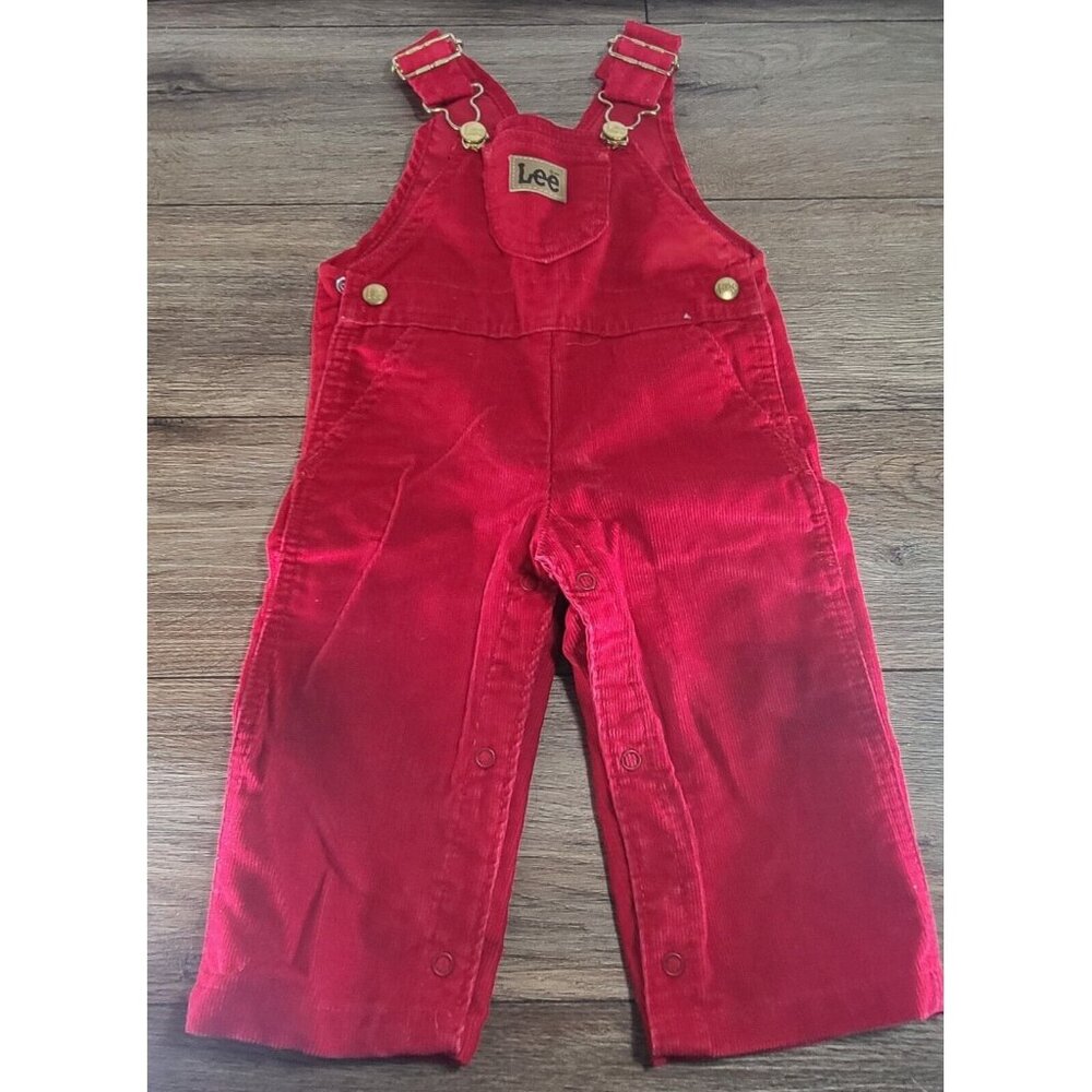 Vintage Lee Toddler Corduroy Overall Bib‎ Red Union Made USA 18 M